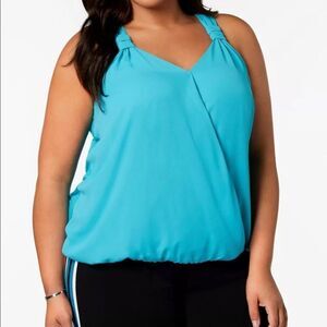 INC plus size teal surplice neck tank top size 1 and 2X